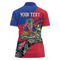Personalized Haiti Women Polo Shirt Tropical Hibiscus Flowers DT05