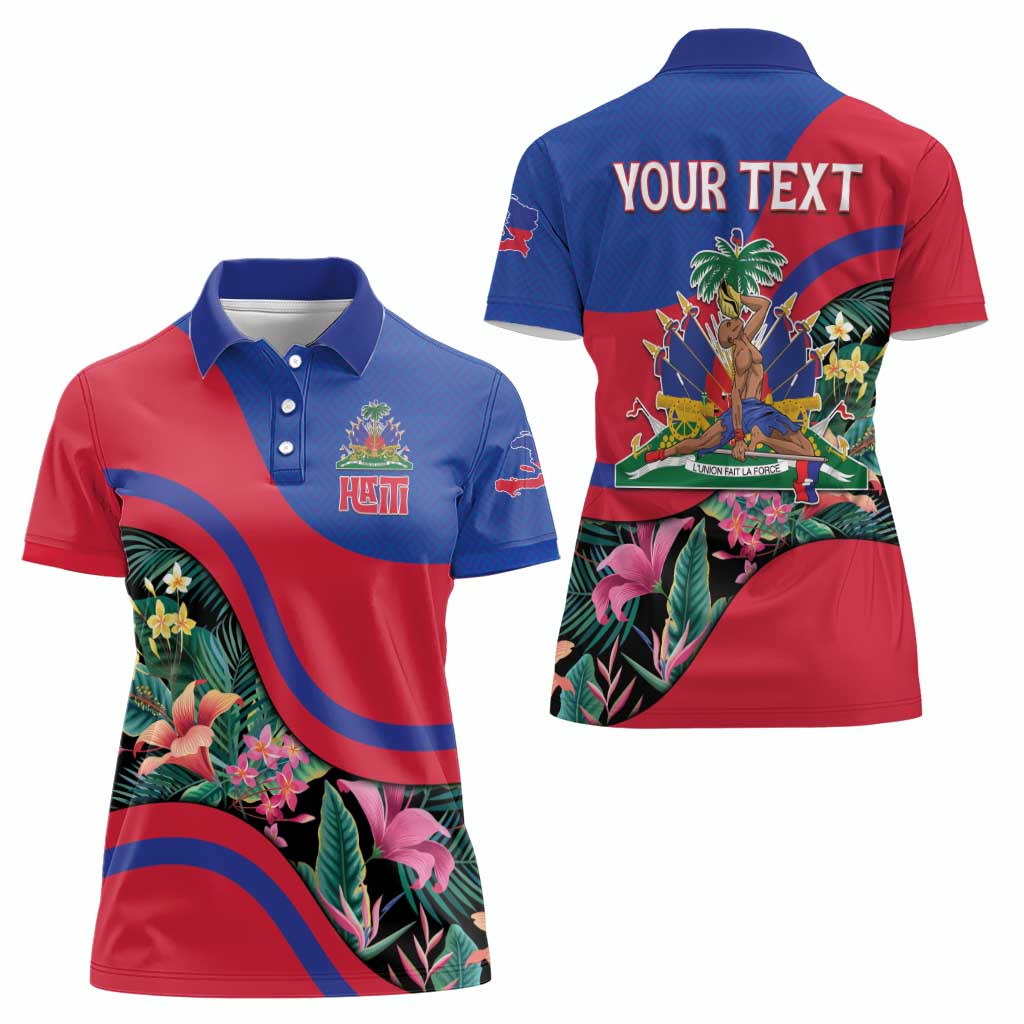 Personalized Haiti Women Polo Shirt Tropical Hibiscus Flowers DT05