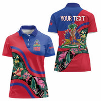 Personalized Haiti Women Polo Shirt Tropical Hibiscus Flowers DT05