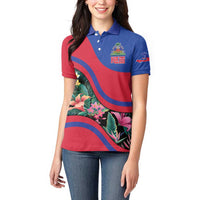 Personalized Haiti Women Polo Shirt Tropical Hibiscus Flowers DT05