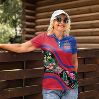 Personalized Haiti Women Polo Shirt Tropical Hibiscus Flowers DT05