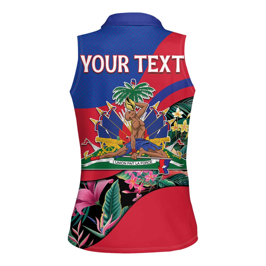Personalized Haiti Women Sleeveless Polo Shirt Tropical Hibiscus Flowers DT05