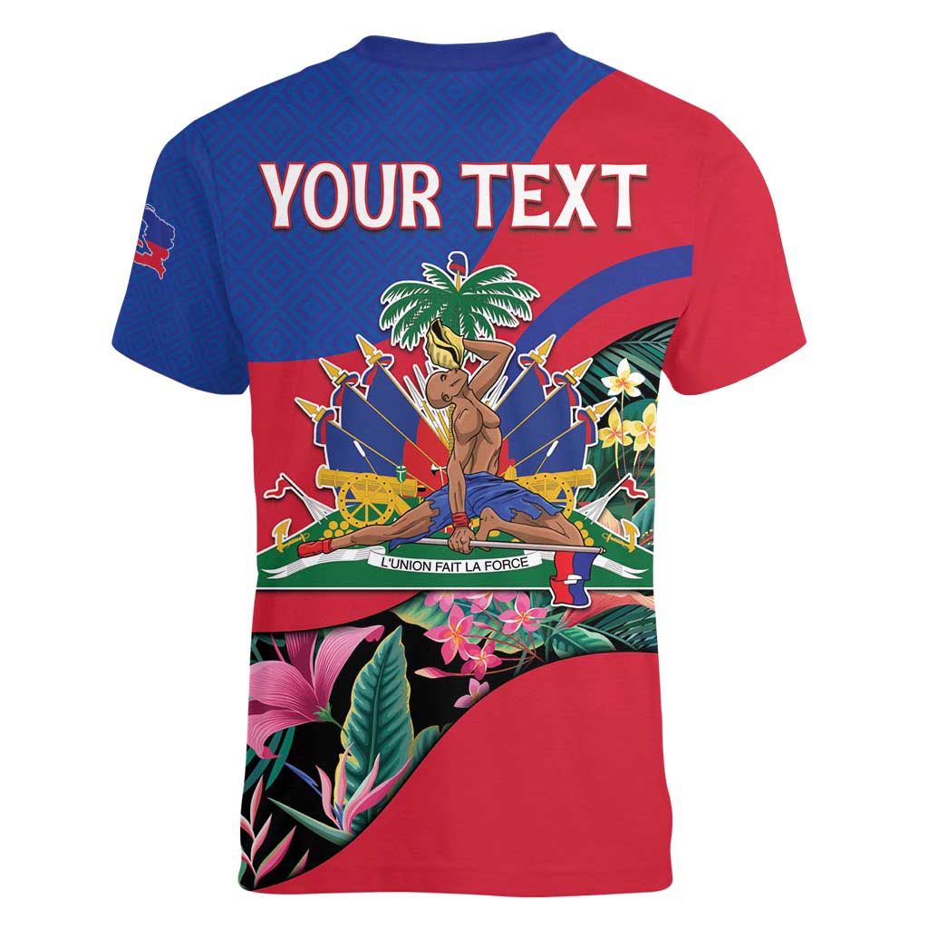 Personalized Haiti Women V-Neck T-Shirt Tropical Hibiscus Flowers DT05