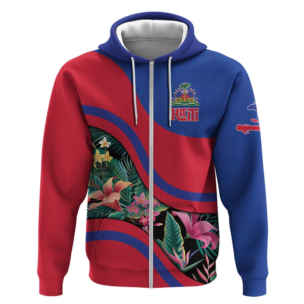 Personalized Haiti Zip Hoodie Tropical Hibiscus Flowers DT05