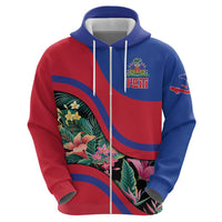 Personalized Haiti Zip Hoodie Tropical Hibiscus Flowers DT05