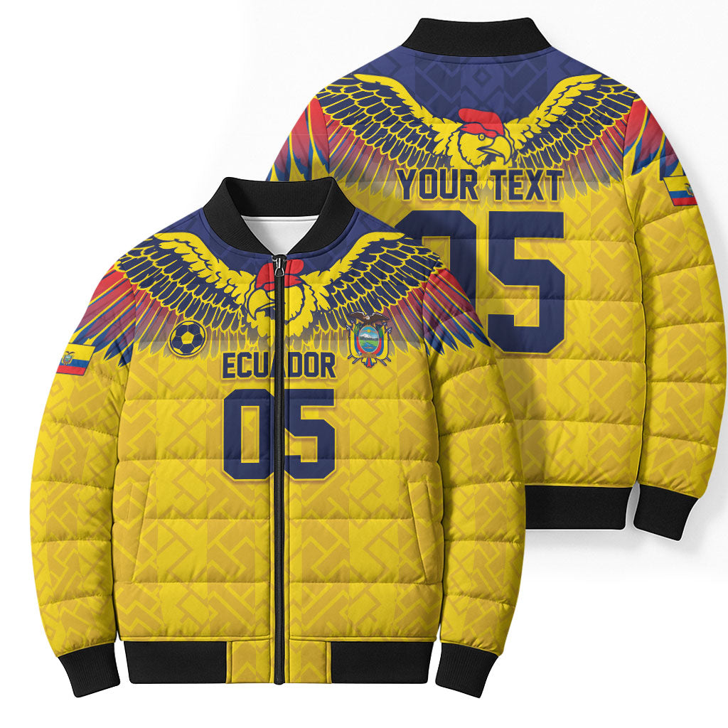 Custom Ecuador Football Bomber Puffer Jacket Andean Condor Unique Style
