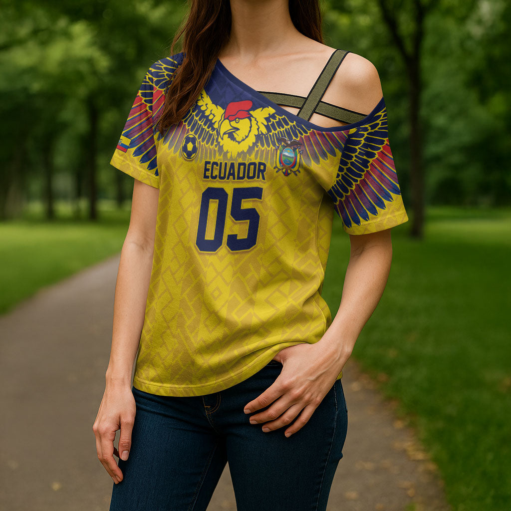 Custom Ecuador Football Cross Shoulder Shirt Andean Condor Unique Style