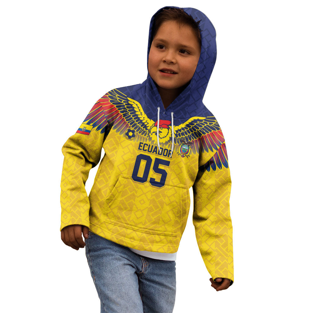 Custom Ecuador Football Kid Hoodie Andean Condor Unique Style