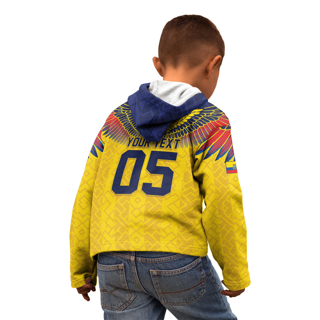 Custom Ecuador Football Kid Hoodie Andean Condor Unique Style