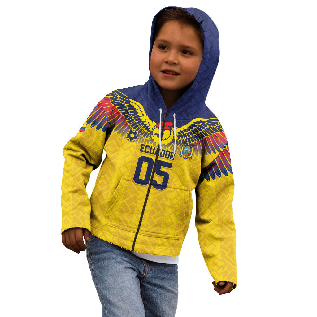 Custom Ecuador Football Kid Hoodie Andean Condor Unique Style