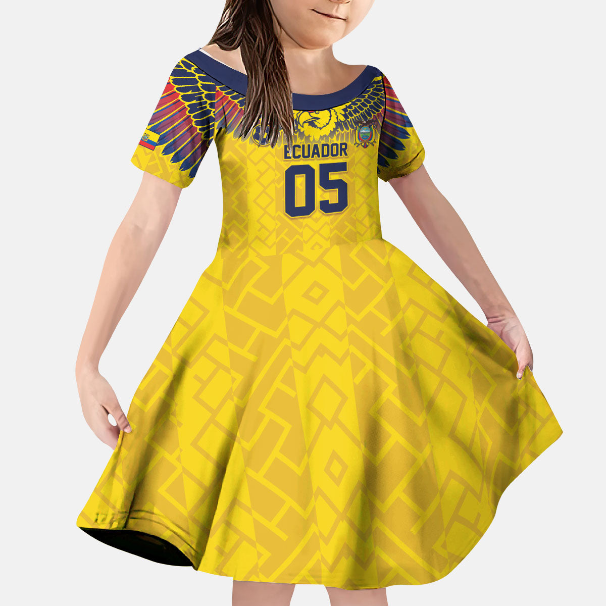 Custom Ecuador Football Kid Short Sleeve Dress Andean Condor Unique Style