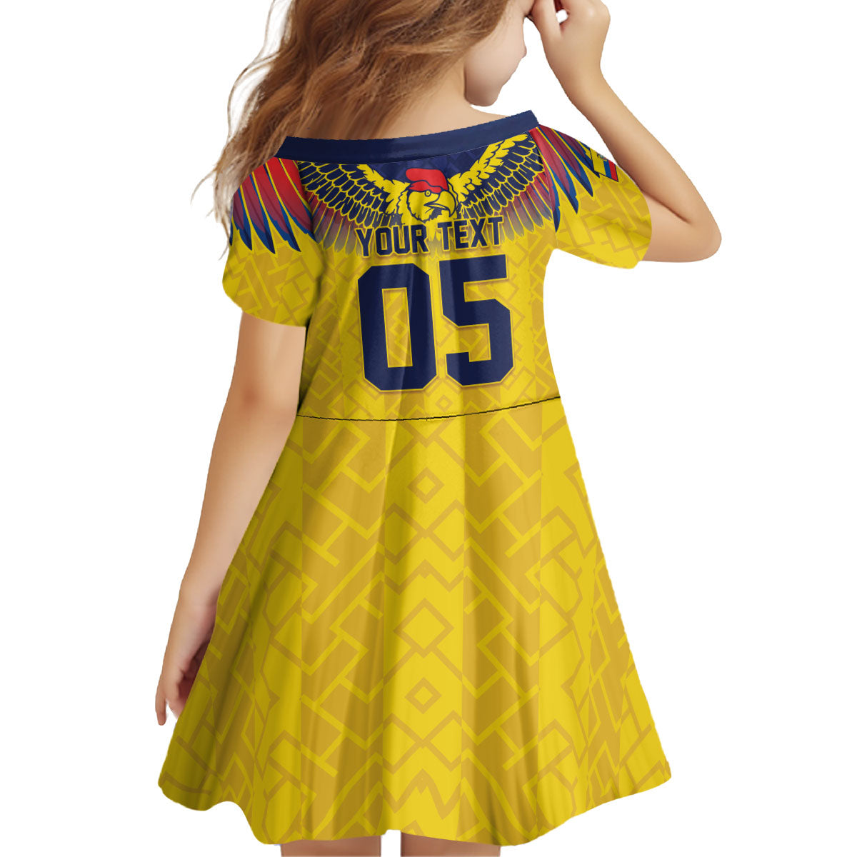 Custom Ecuador Football Kid Short Sleeve Dress Andean Condor Unique Style