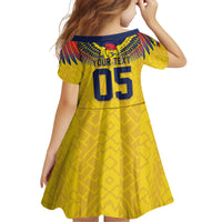 Custom Ecuador Football Kid Short Sleeve Dress Andean Condor Unique Style