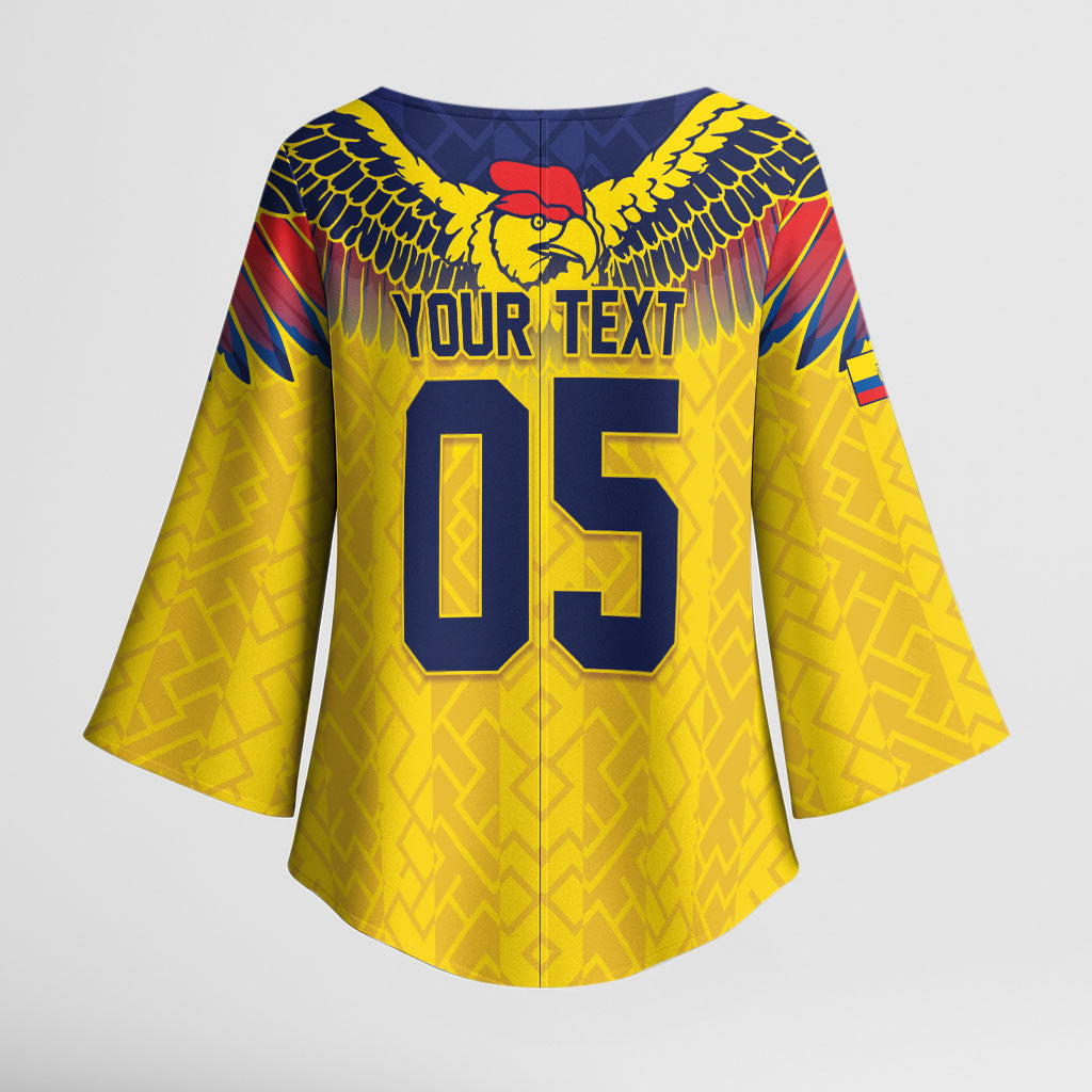 Custom Ecuador Football Kimono Sleeve Blouse Andean Condor Unique Style
