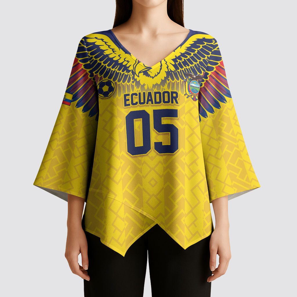 Custom Ecuador Football Kimono Sleeve Blouse Andean Condor Unique Style