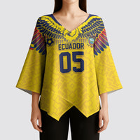 Custom Ecuador Football Kimono Sleeve Blouse Andean Condor Unique Style