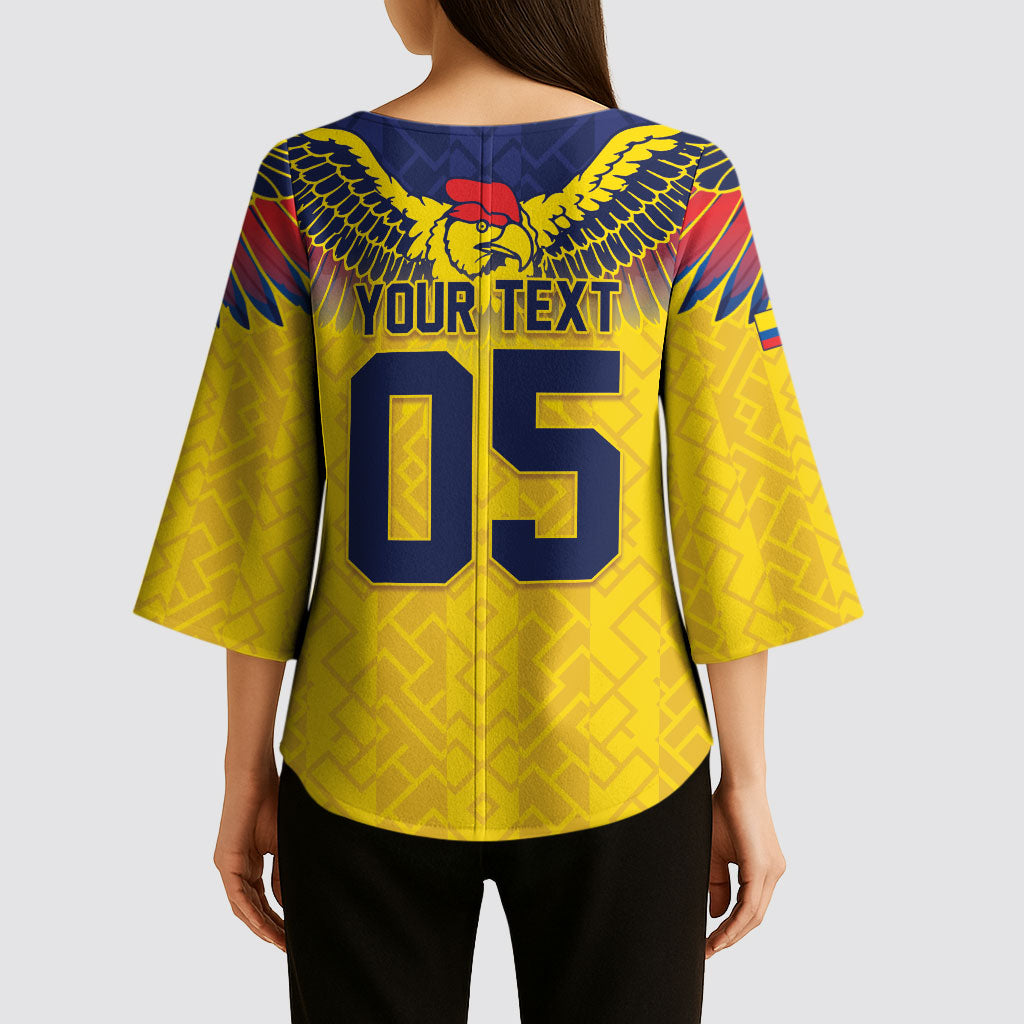 Custom Ecuador Football Kimono Sleeve Blouse Andean Condor Unique Style