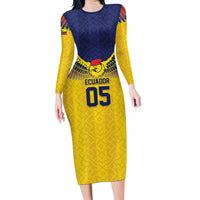 Custom Ecuador Football Long Sleeve Bodycon Dress Andean Condor Unique Style