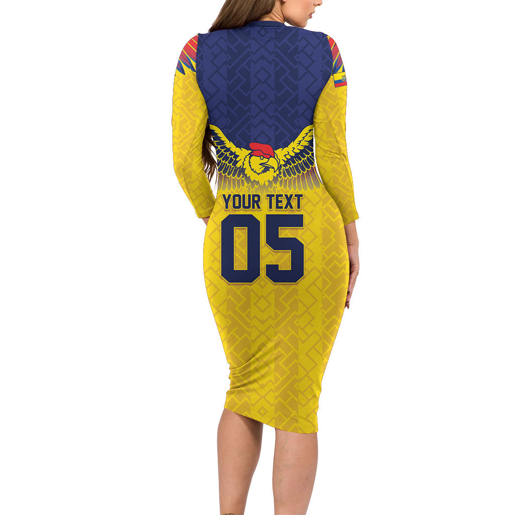 Custom Ecuador Football Long Sleeve Bodycon Dress Andean Condor Unique Style