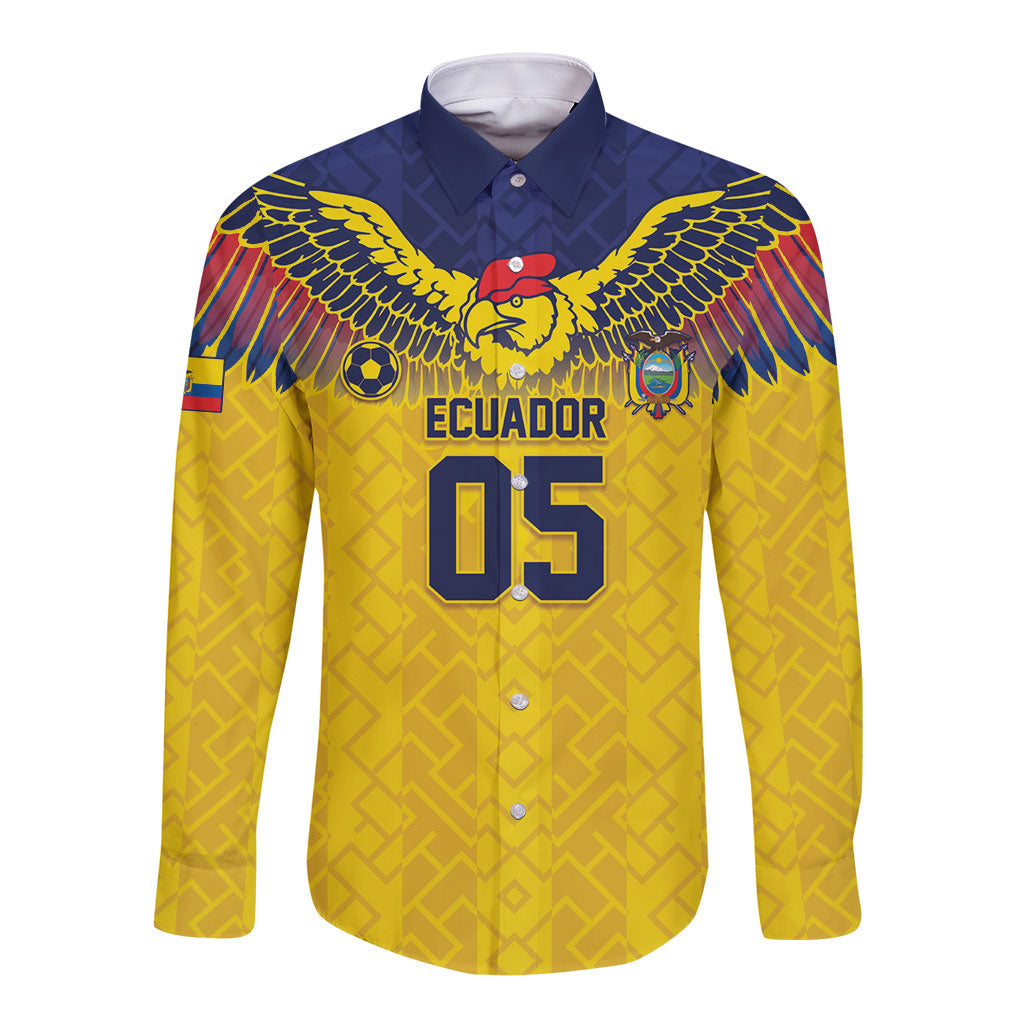 Custom Ecuador Football Long Sleeve Button Shirt Andean Condor Unique Style