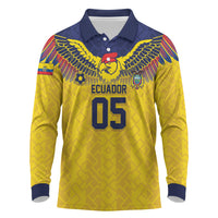 Custom Ecuador Football Long Sleeve Polo Shirt Andean Condor Unique Style