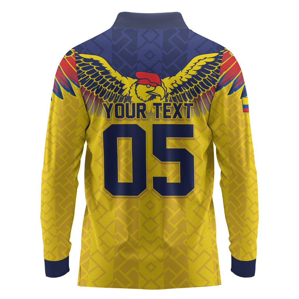 Custom Ecuador Football Long Sleeve Polo Shirt Andean Condor Unique Style