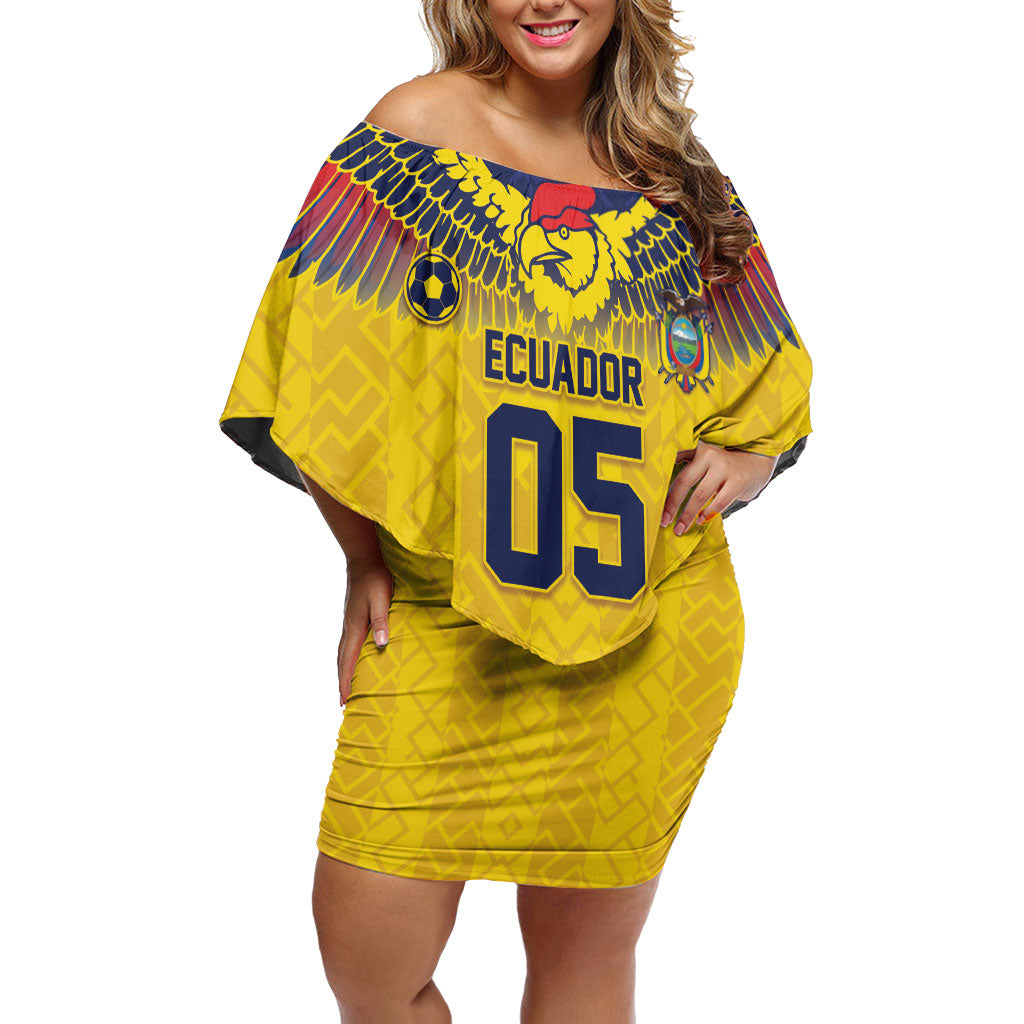 Custom Ecuador Football Off Shoulder Short Dress Andean Condor Unique Style