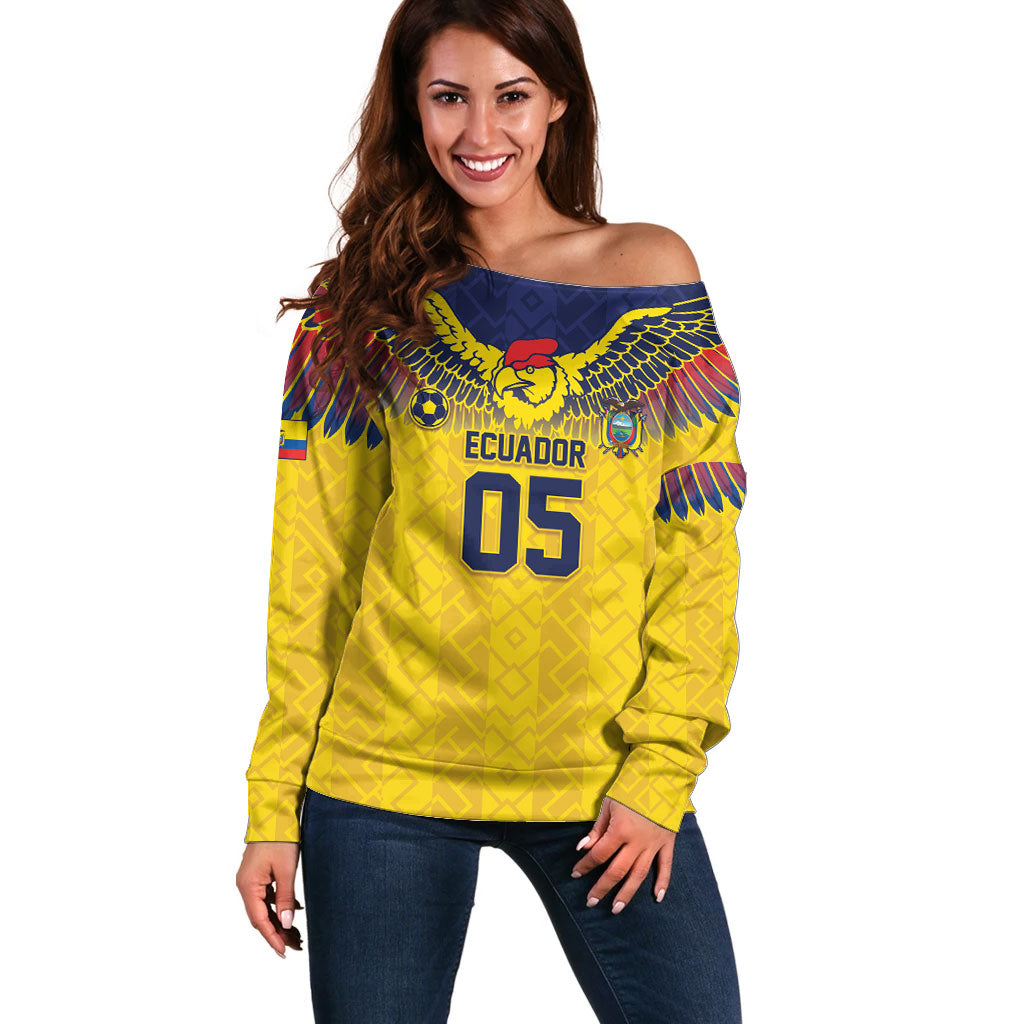 Custom Ecuador Football Off Shoulder Sweater Andean Condor Unique Style