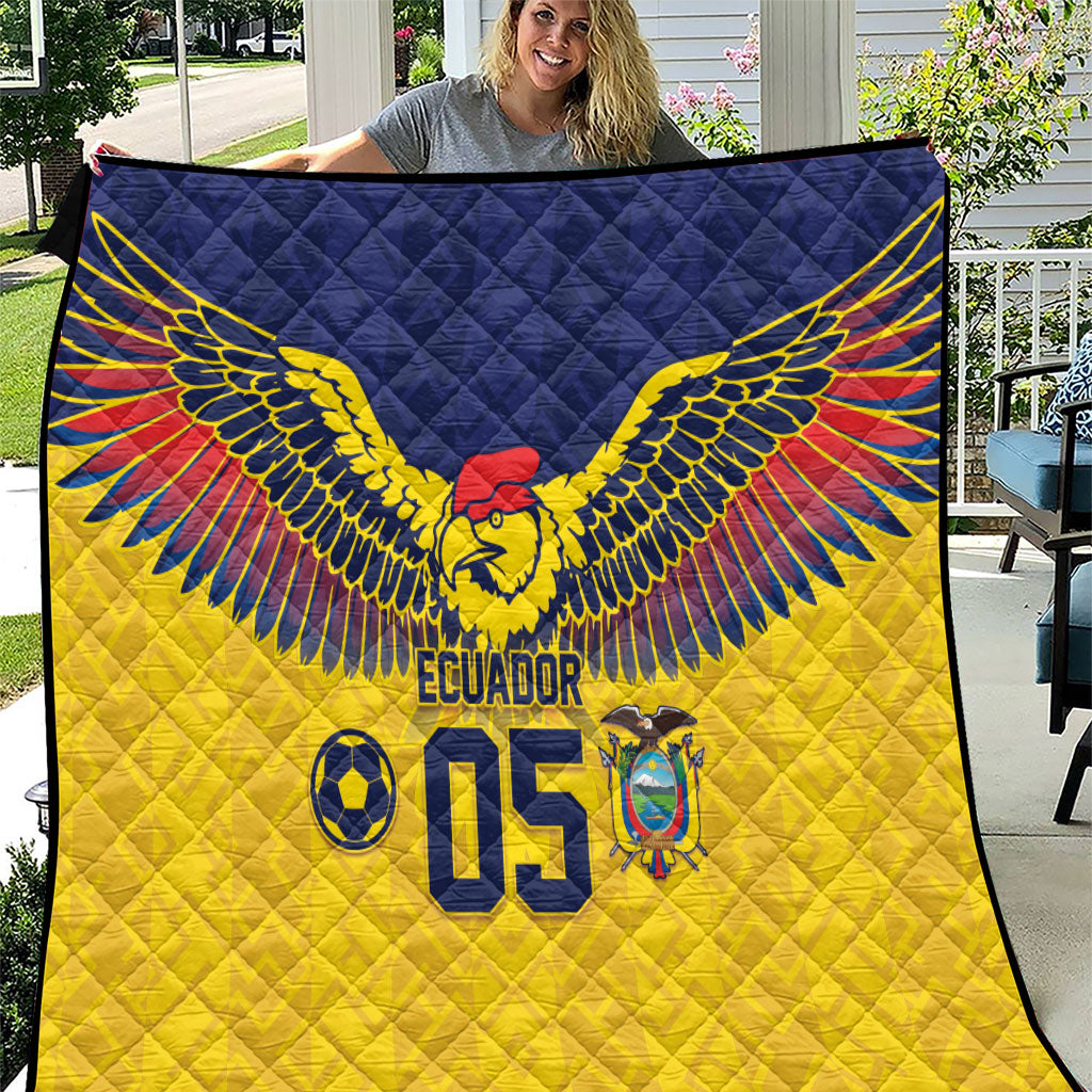 Custom Ecuador Football Quilt Andean Condor Unique Style
