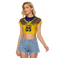 Custom Ecuador Football Raglan Cropped T Shirt Andean Condor Unique Style