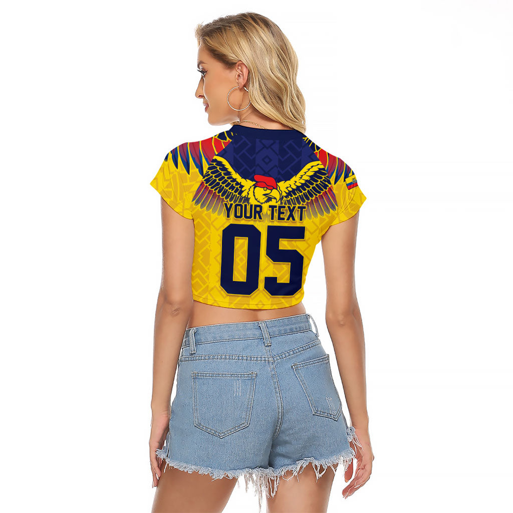 Custom Ecuador Football Raglan Cropped T Shirt Andean Condor Unique Style