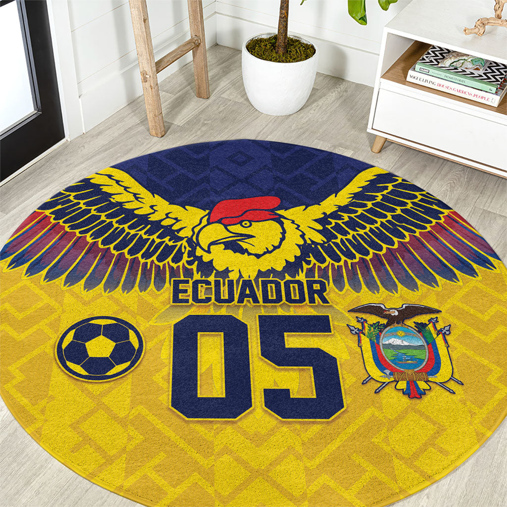 Custom Ecuador Football Round Carpet Andean Condor Unique Style