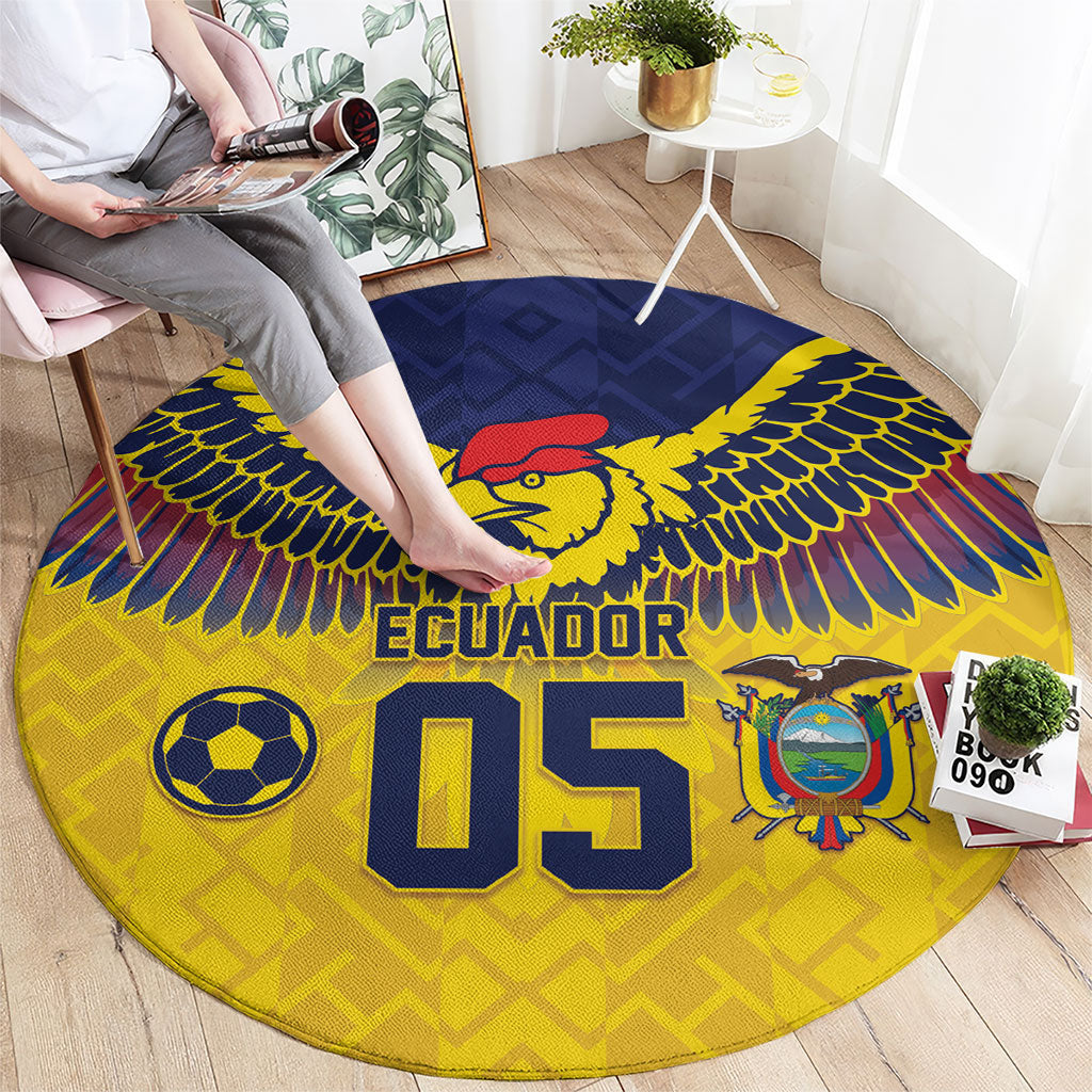 Custom Ecuador Football Round Carpet Andean Condor Unique Style
