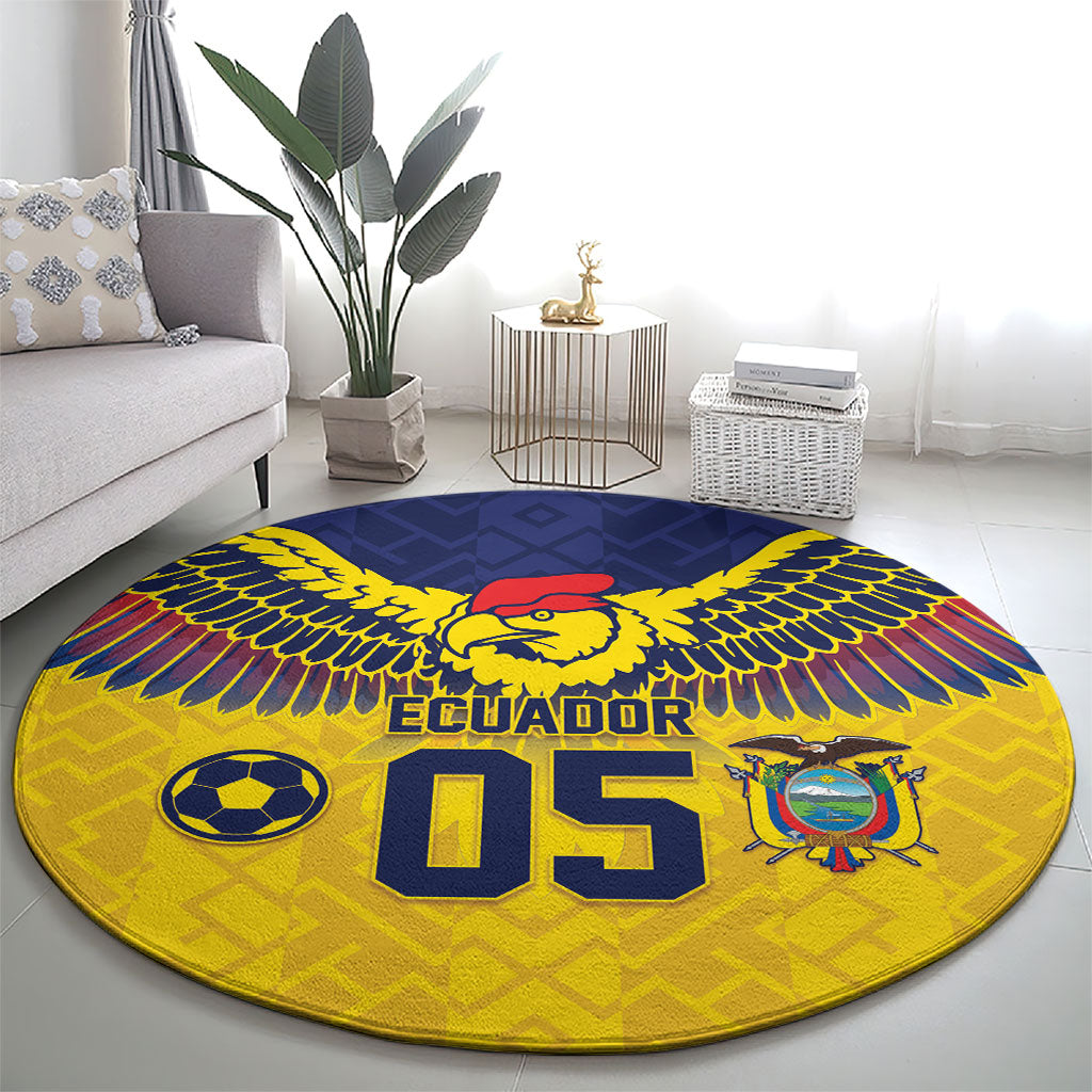 Custom Ecuador Football Round Carpet Andean Condor Unique Style