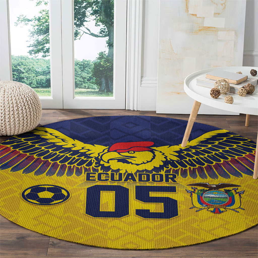 Custom Ecuador Football Round Carpet Andean Condor Unique Style