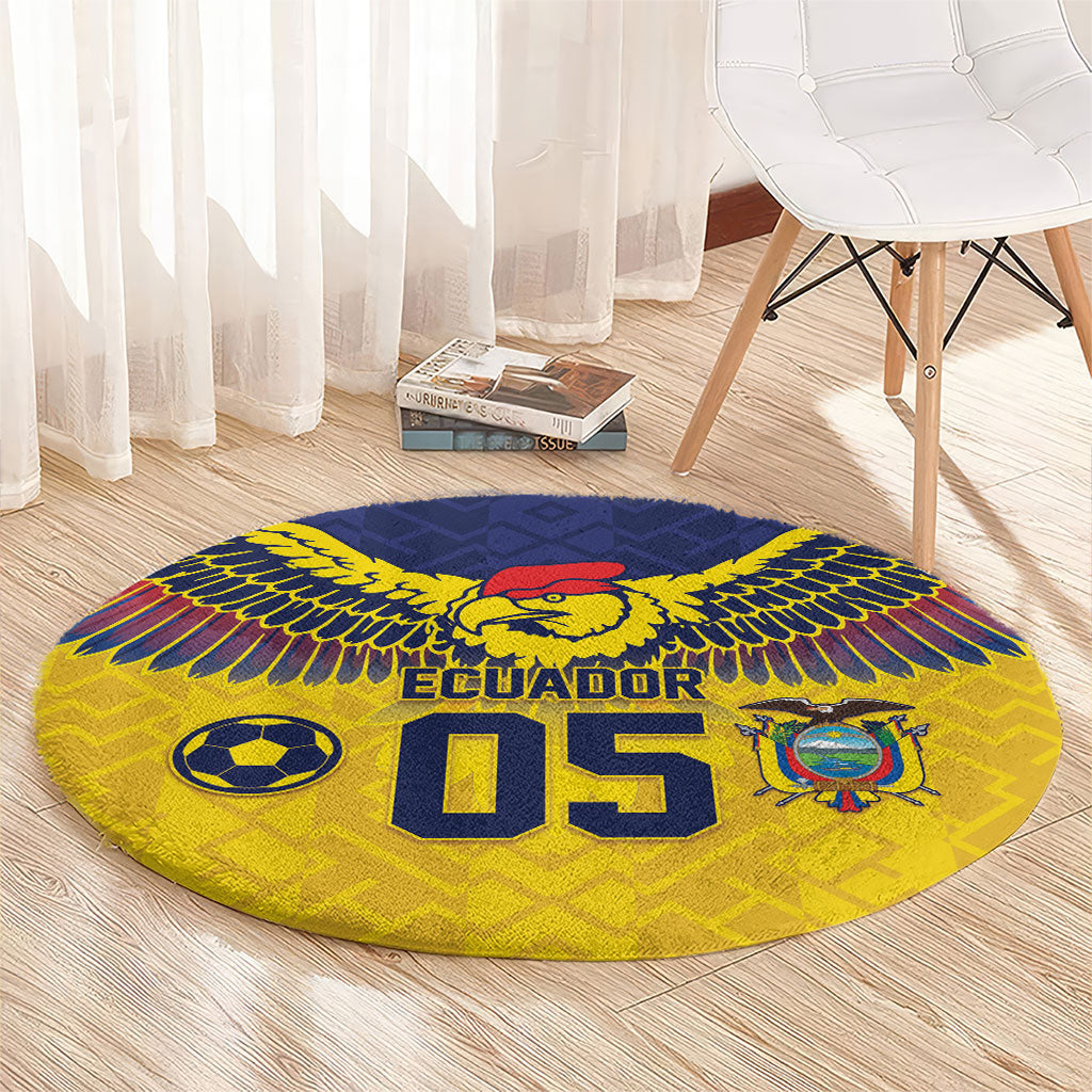 Custom Ecuador Football Round Carpet Andean Condor Unique Style