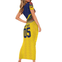 Custom Ecuador Football Short Sleeve Bodycon Dress Andean Condor Unique Style