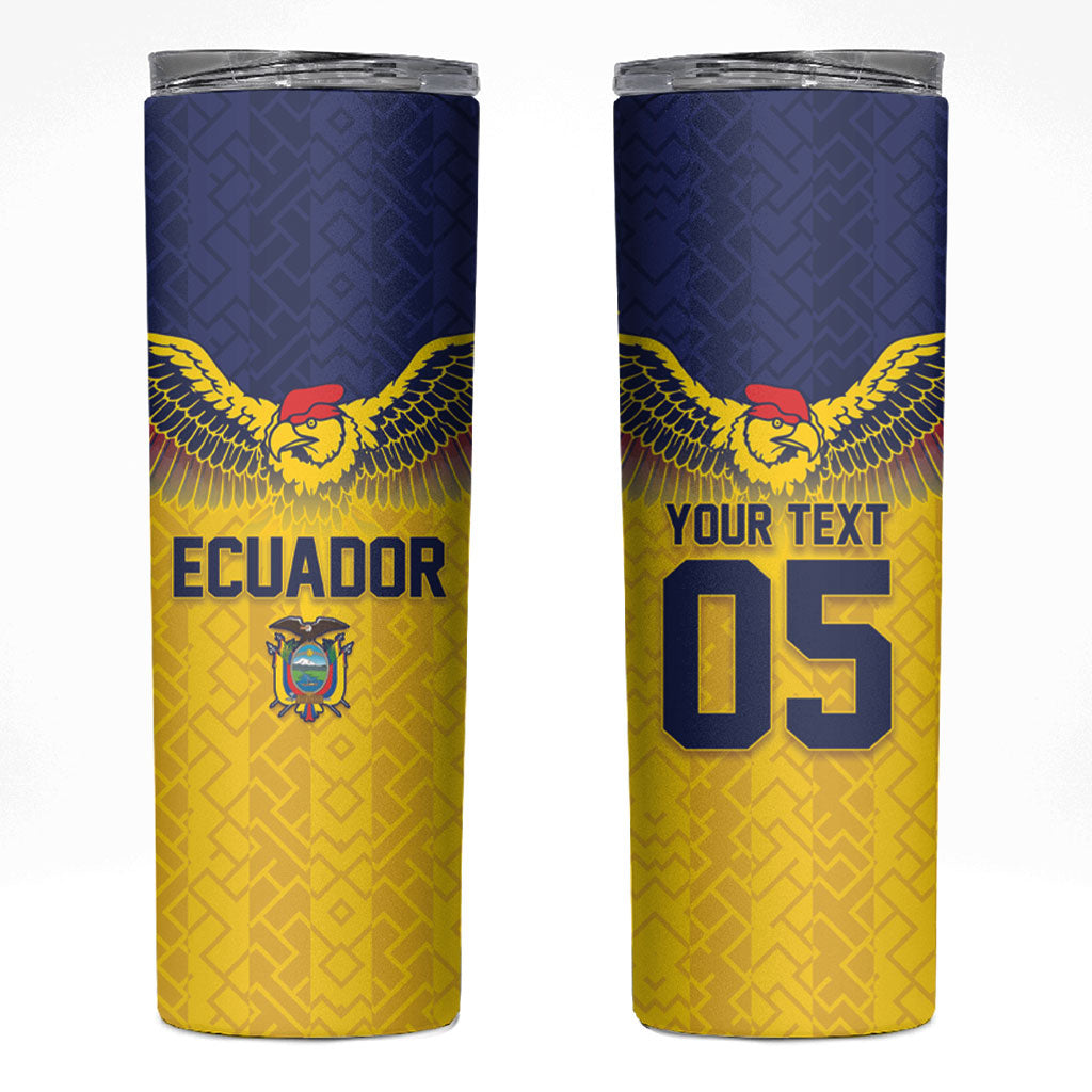 Custom Ecuador Football Skinny Tumbler Andean Condor Unique Style