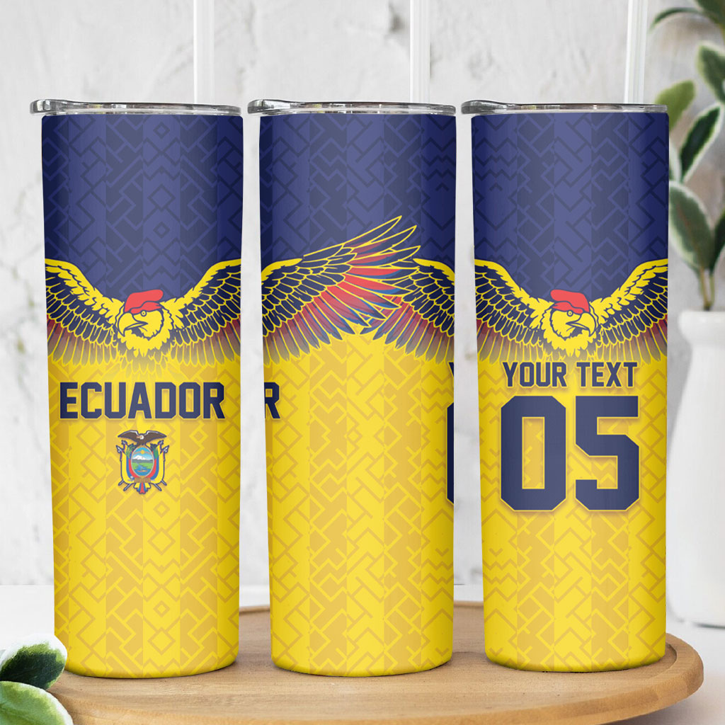 Custom Ecuador Football Skinny Tumbler Andean Condor Unique Style