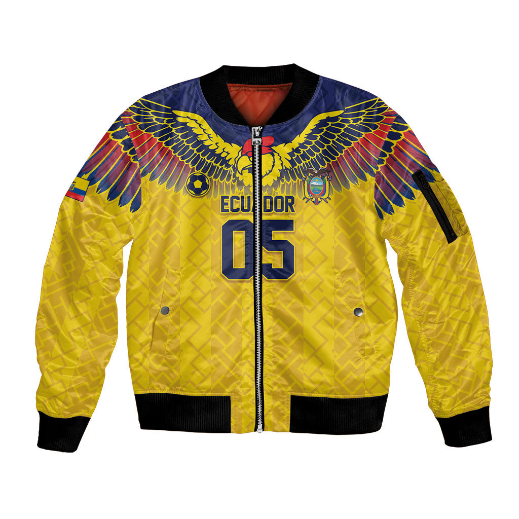 Custom Ecuador Football Sleeve Zip Bomber Jacket Andean Condor Unique Style