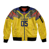 Custom Ecuador Football Sleeve Zip Bomber Jacket Andean Condor Unique Style