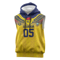 Custom Ecuador Football Sleeveless Hoodie Andean Condor Unique Style