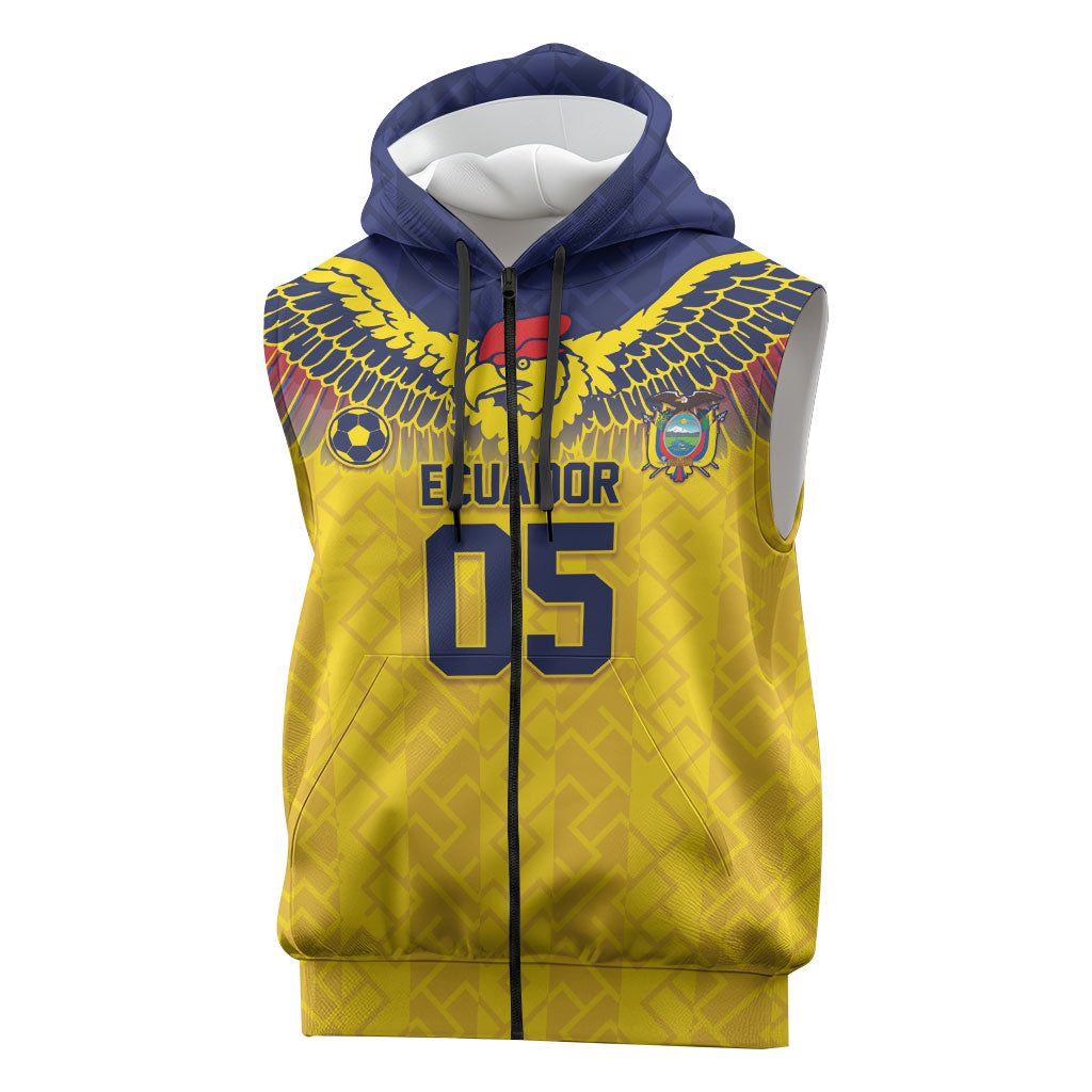 Custom Ecuador Football Sleeveless Zip Hoodie Andean Condor Unique Style