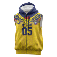 Custom Ecuador Football Sleeveless Zip Hoodie Andean Condor Unique Style