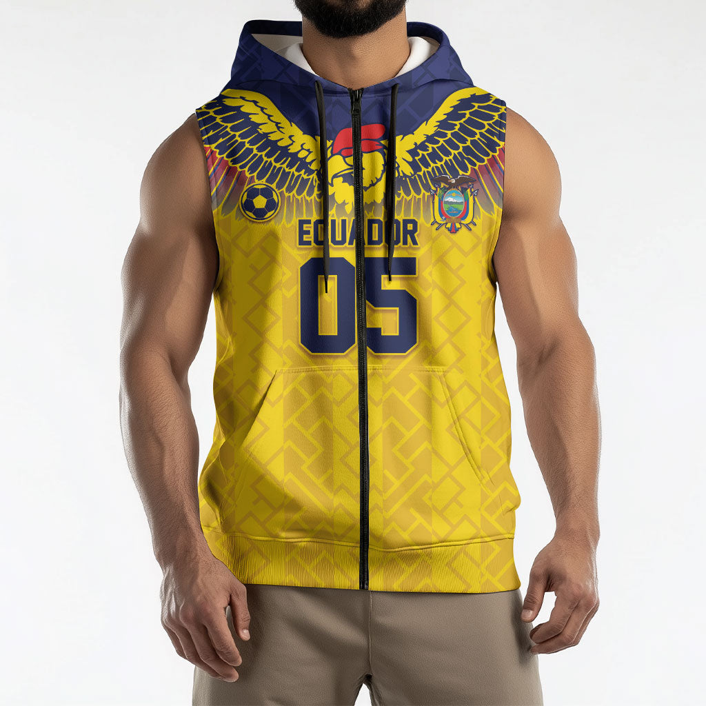 Custom Ecuador Football Sleeveless Zip Hoodie Andean Condor Unique Style