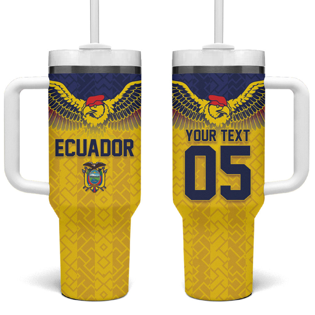 Custom Ecuador Football Tumbler With Handle Andean Condor Unique Style