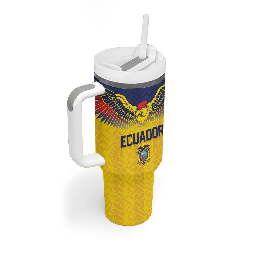 Custom Ecuador Football Tumbler With Handle Andean Condor Unique Style