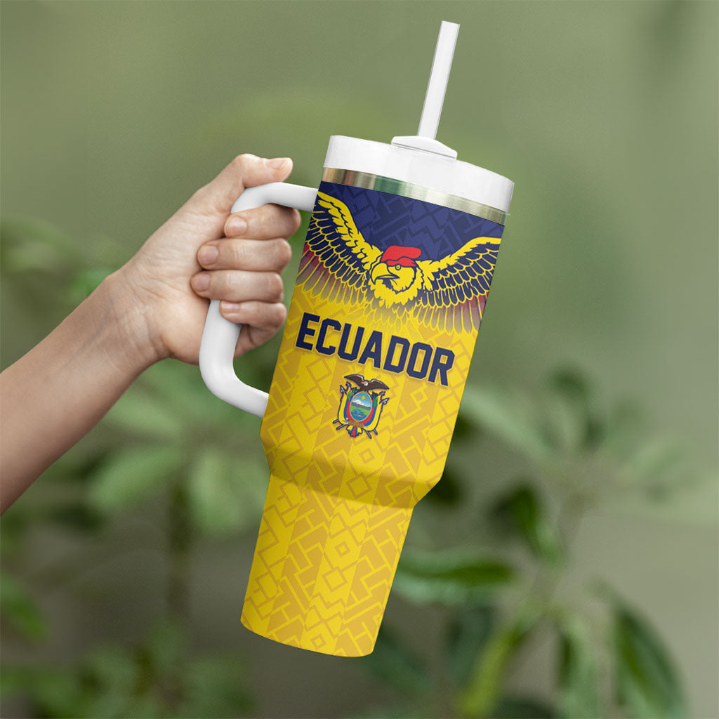 Custom Ecuador Football Tumbler With Handle Andean Condor Unique Style
