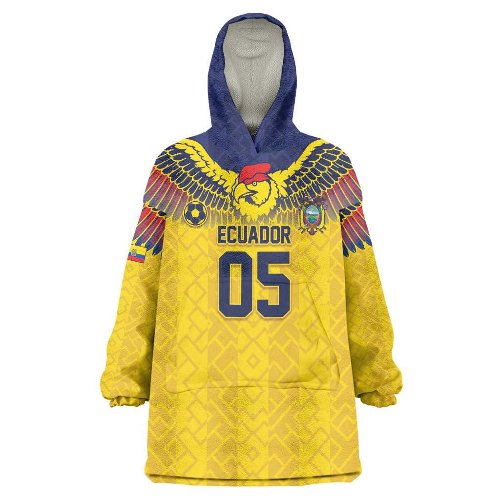 Custom Ecuador Football Wearable Blanket Hoodie Andean Condor Unique Style