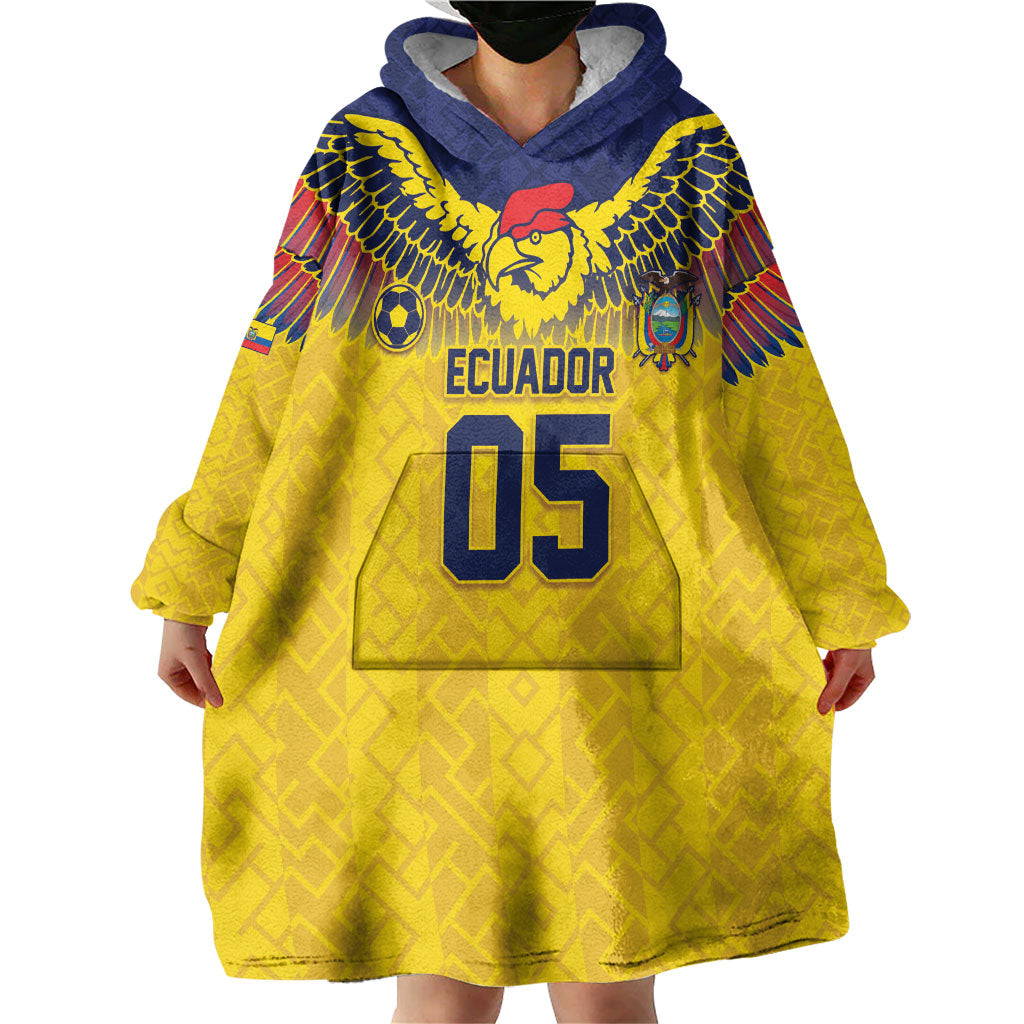 Custom Ecuador Football Wearable Blanket Hoodie Andean Condor Unique Style